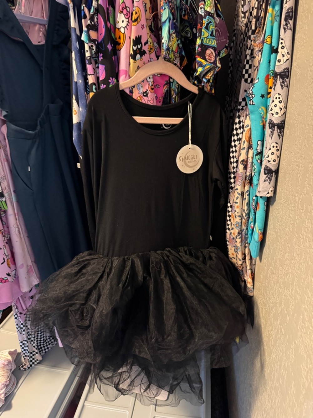 Snuggle Bums BAMBOO Girls' Black Tulle Tutu Dress BODYSUIT